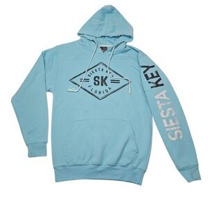 Salt Creek VTG Siesta Key Florida Souvenir Hoodie‎ Light Blue Sz S